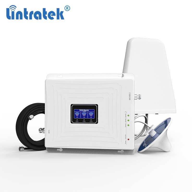 Lintratek Wholesale Triple Band 4g signal amplifier 800 1800 2100Mhz 4G Mobile phone signal boosters cellular gsm repeater